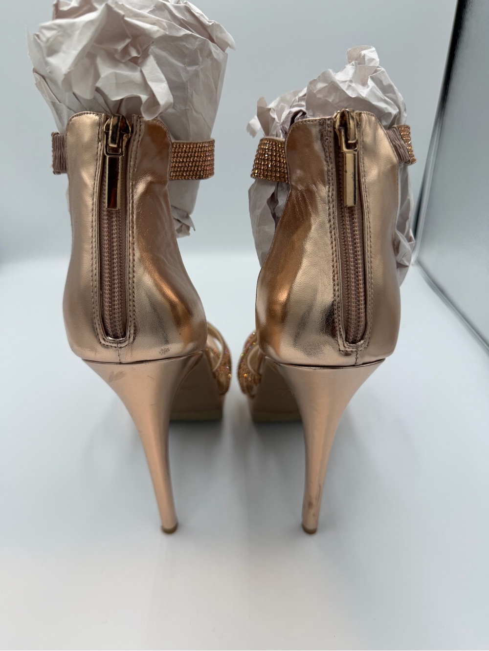 Thalia Sodi Rose Gold Rhinestone Platform Sandals - Picture 3 of 11